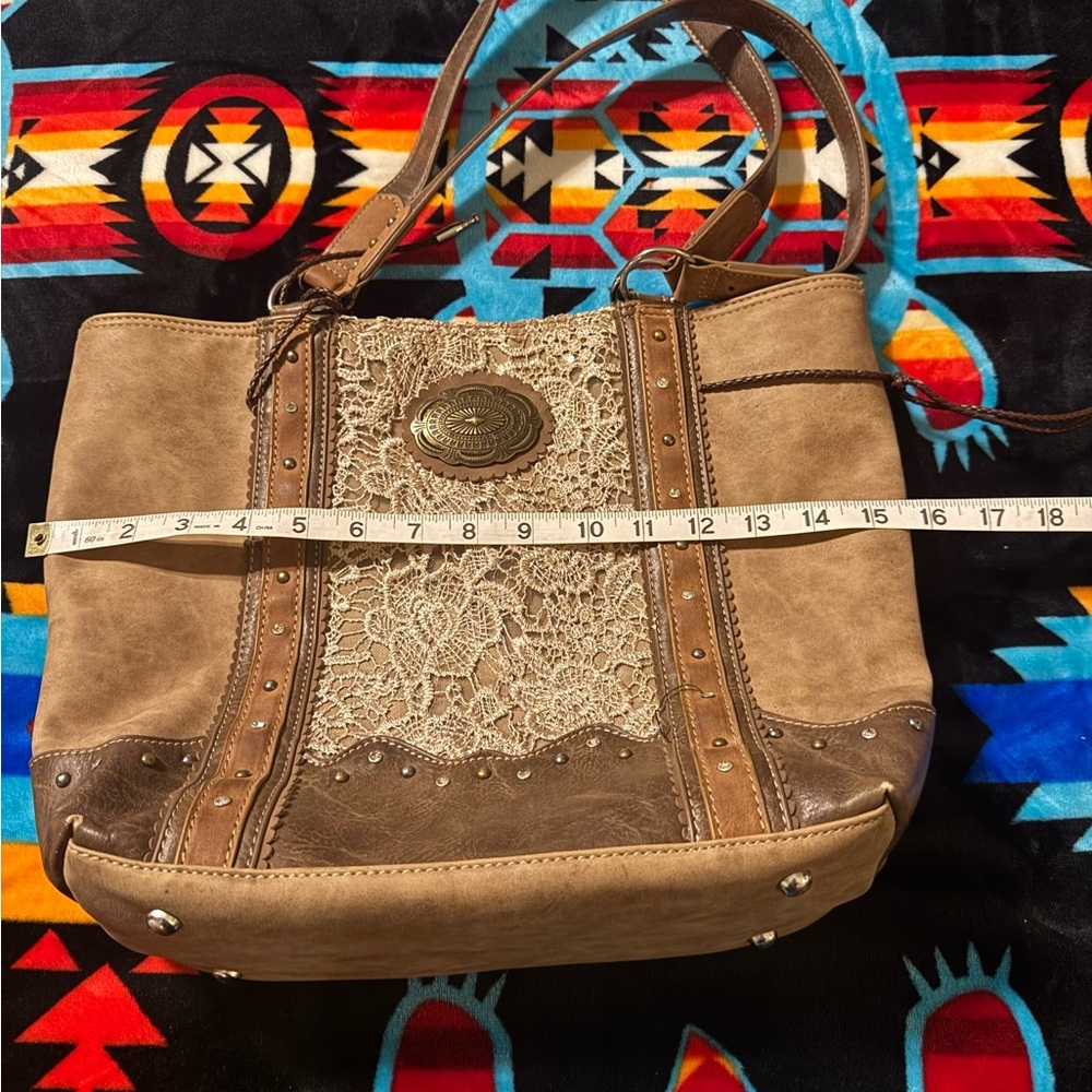 Brown and Tan Justin Tote Bag - Picture 8 of 8